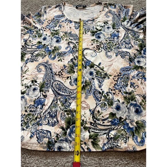 Vtg Inner Beauty Womens Floral Paisley Print Top Tie Sleeves Size 2X Boho Tunic - Picture 4 of 7